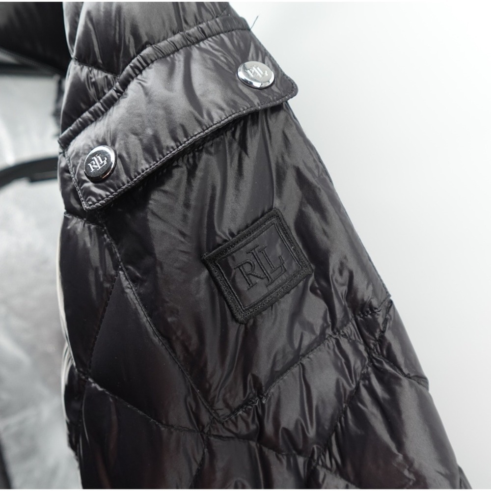 Lauren‎ Ralph Lauren Womens Black Diamond Quilted Down Puffer Coat Hooded XL - Picture 4 of 11